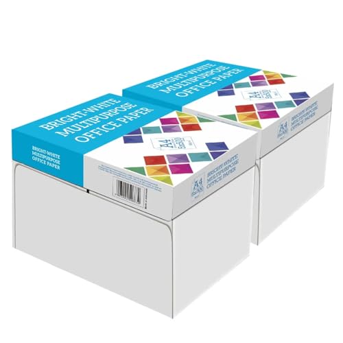 BM OFFICE Carta A4 per Stampante 80gr - Confezione da 10 risme da 500 Fogli l'una - tot. 5.000 fogli - ideale per tutte le Stampanti e Fotocopiatrici da ufficio e casa - bianca