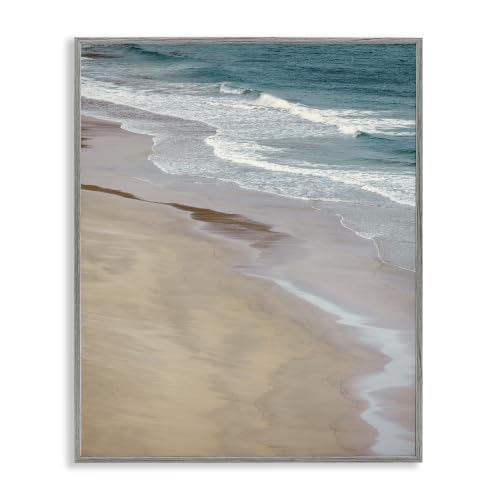 'Aerial View Ocean Water Foamy Coast Beach'| Framed Giclee Art