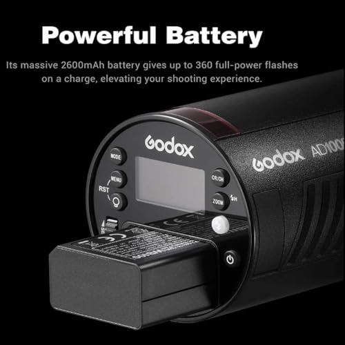 GODOX AD100Pro Pocket Studio Flash Light Luz de Fotografia Tela OLED 5800K Sincronização de 1/8000s