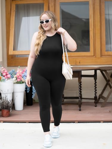 Hyz HZ025-BLACK-M Women'S Sexy Bodycon Round Neck Tank Top Going Out Daily One Piece Jumpsuit Black thumb #6