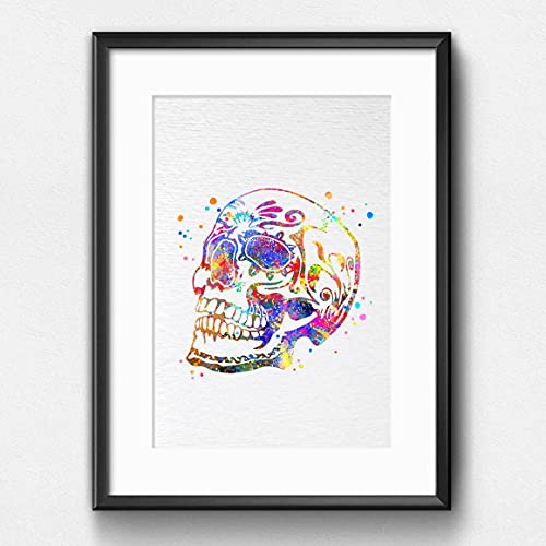 Dignovel Studios 8X10 Unframed Sugar Skull Day Of The Dead Halloween Watercolor Illustrations Art Print Wall Art Poster N111 #TOP4