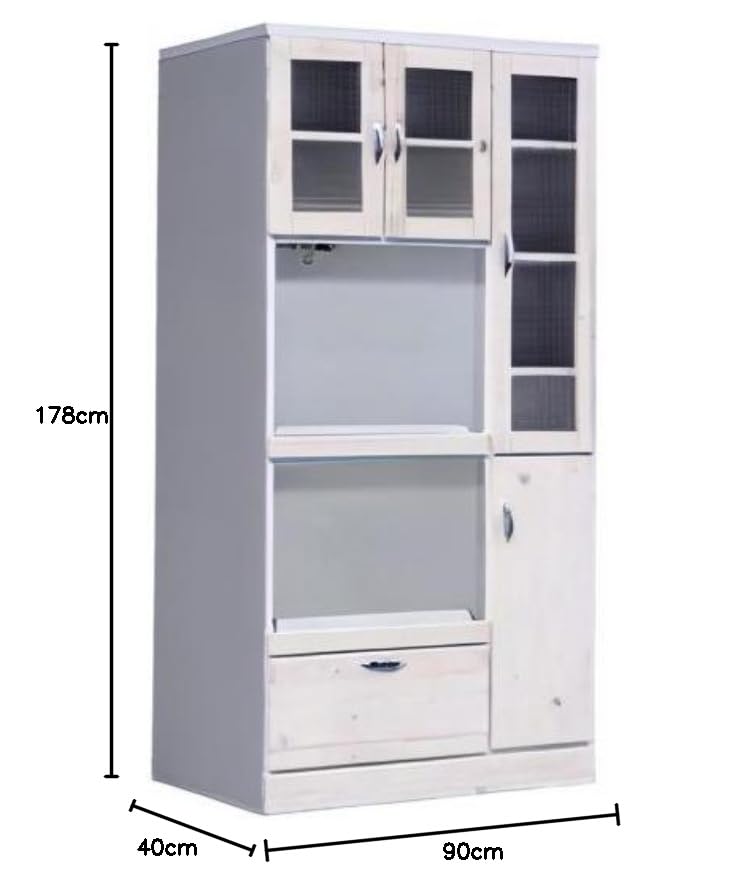 Amazon｜食器棚 完成品 キッチンボード キッチン収納 90 収納 バニラ