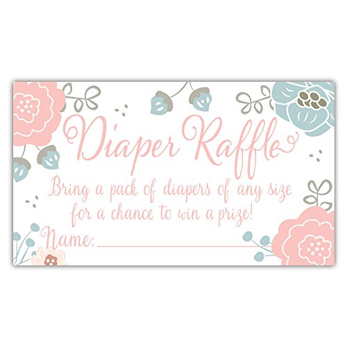 Charming Floral Diaper Raffle Tickets (50 Count) - Baby Shower Game #TOP2