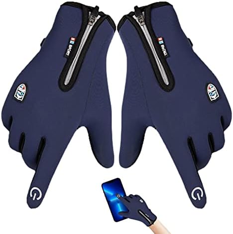 TouchScreen Winter Gloves, Zipper Winter Gloves for Men Women, Cold Weather Warm Gloves Freezer Work Gloves Soft Flannel Lining Anti-Slip Silicone Gel Suit for Running Driving