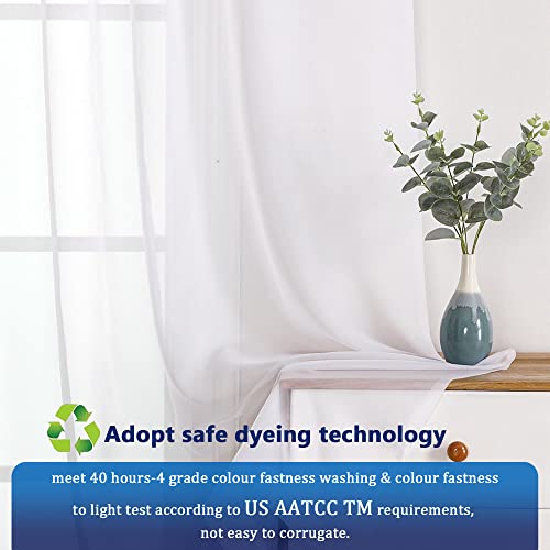 Image of OVZME White Sheer Window Curtains 144 inch Extra Long 2PCS, Airy Scarf Drapes Backdrop Translucent Window Treatments for Canopy Bed /Wedding /Living Room /Bedroom /Anniversary, 12FT L