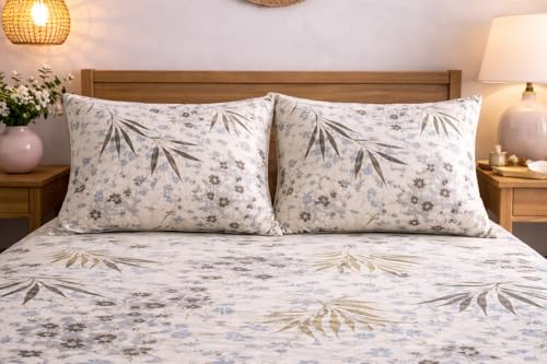 Image of DECORUM Cloud Cotton Double Bedsheet Floral Print with 2 Pillow Covers | 244 TC | Ultra Soft Feel | Premium Comfort | Breathable & Skin Friendly | for Bedroom (90 x 90 Inches)