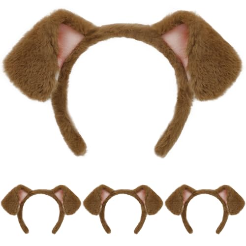 SIOTMERA Puppy Dog Ears Headband Furry Realistic Golden dog Hairband for Party Cosplay Dress up Halloween Costume Makeup Washing Face Adults 1Pack