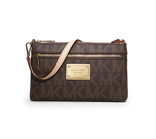 MICHAEL Michael Kors Monogram Large Wristlet, Brown w/PVC Logo