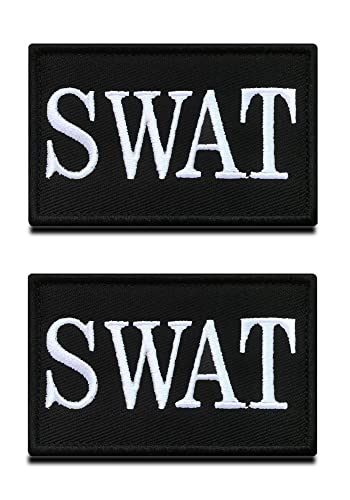 Zcketo 2 Pieces SWAT Special Weapons and Tactics Police Military Embroidered Applique Hook & Loop SWAT Police Emblem Patch for Attach to Clothes Jackets Jean Hat Vest Dogs Harness Collect