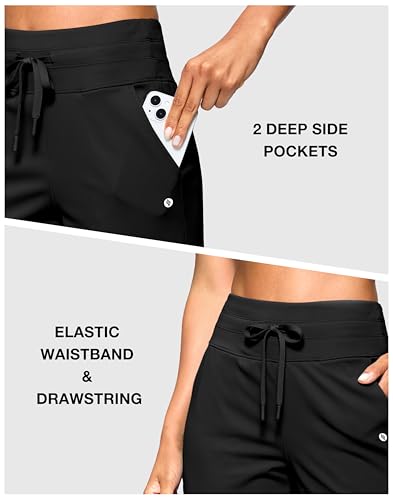 SANTINY Women's Bermuda Long Shorts with Pockets Drawstring High Waisted Athletic Knee Length Shorts Walking Casual Workout4