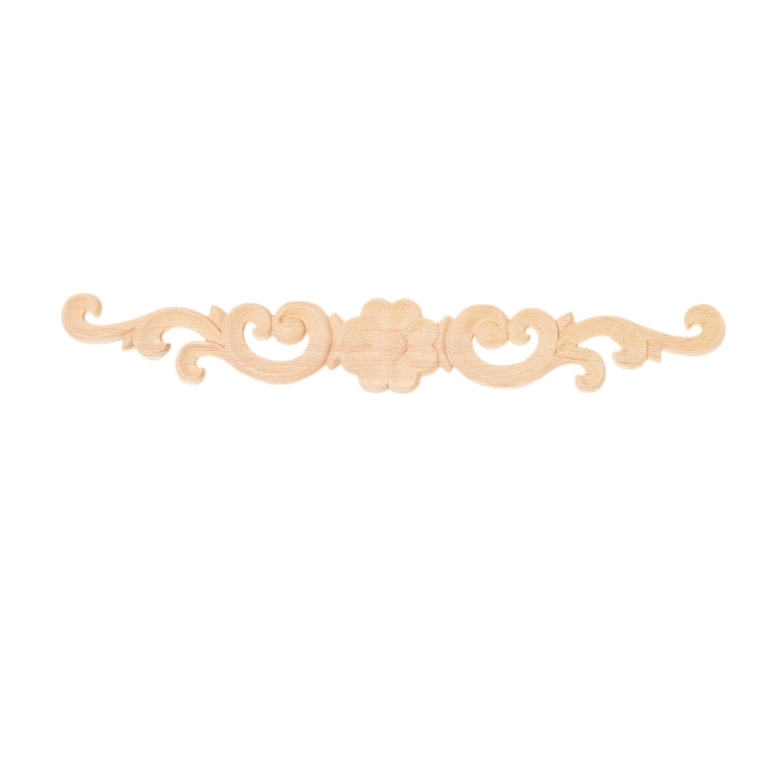 MUXSAM Wood Appliques Decorative Carved Onlays, Long Wooden Decals DIY Furniture Decor Rosette Carvings for Door Cabinet Mirror Dresser Bed Wall Fireplace Mantels, 1-Pack, 27x4cm/10.7"x1.6"
