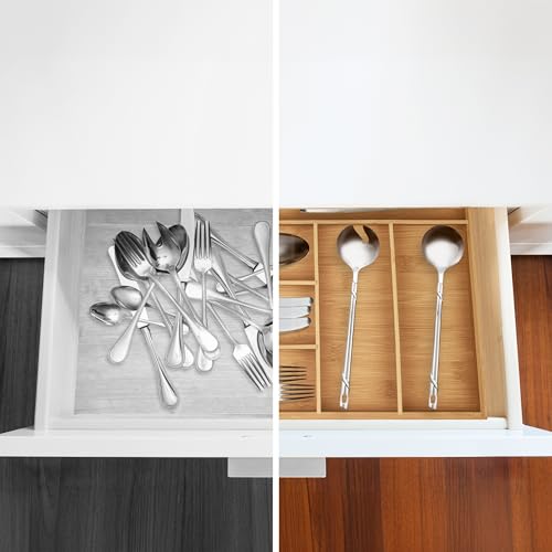 Range-couverts bambou Relaxdays à 6 compartiments pour trier les ustensiles