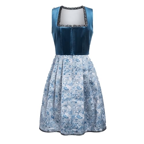 Robe Dirndl pour femme en velours avec tablier traditionnel pour l'Oktoberfest