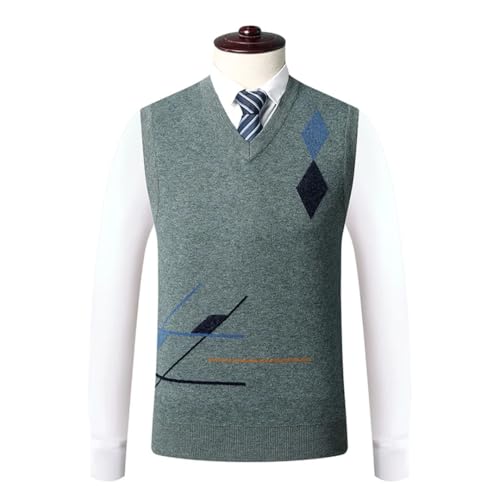 Men’S Argyle V-Neck Sweater Vest Thick Wool Cashmere Blend Sleeveless Knitted Pullover Tank Top3