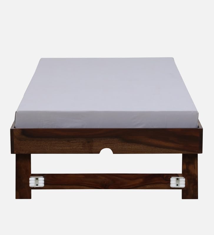 Image of Sheesham Wood Single Size Bed Without Storage | Wooden Single Bed Cot Palang Furniture for Living Room Bedroom Home and Hotel (Provincial Teak Finish)