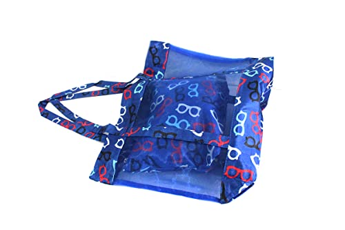 Bolsa de praia feminina Transparente de pvc com estampa e zíper + Nécessaires Cor: Azul