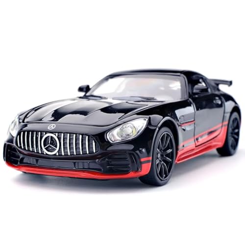 Image of Bebbly 1:32 Scale AMG GTR Mercedes Benz Metal Pullback Diecast Car for Kids with Openable Doors, Sound, Light Effects Toy for Car Enthusiasts (Black, Red)