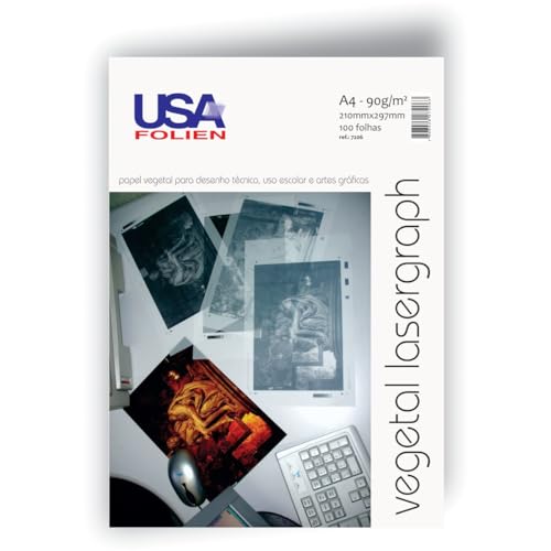 Papel Vegetal, Usa Folien, A4, 90G, 210X297Mm, Pacote com 100 Folhas