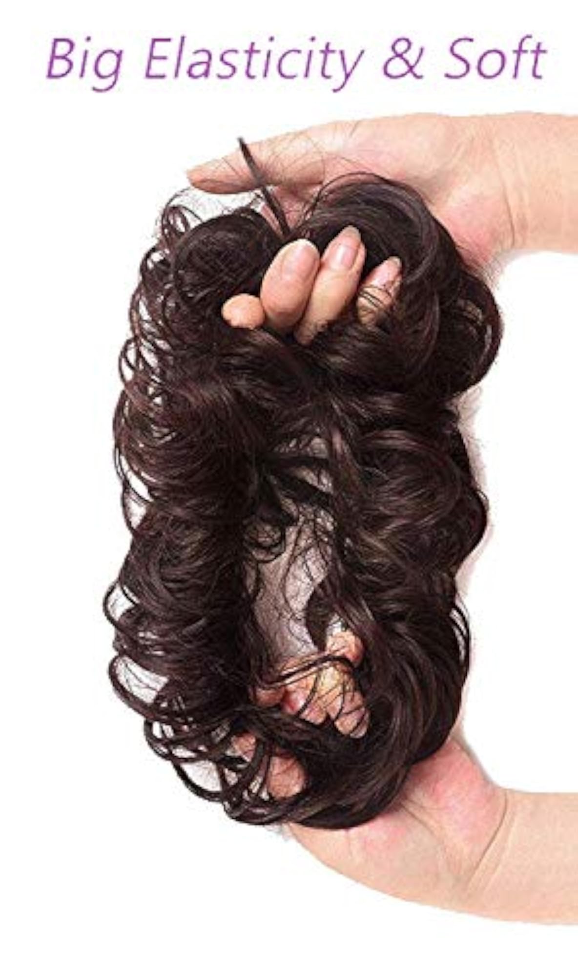Curly Wavy Black Elegant Chignons Wedding Hair Piece