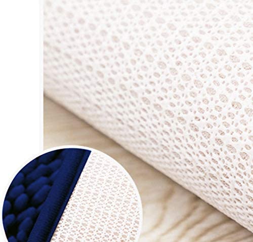 Madeals Chenille Bath Rug Set 3 Piece Bathroom Contour Rugs Combo, Soft Shaggy 2 Piece Bath Shower Mat And U-Shaped Toilet Floor Rug Navy Blue #TOP4