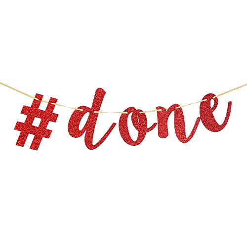 INNORU # Done Banner u0096 Cartel Rojo con Purpurina para felicitaciones de graduación, Suministros de decoración para Fiestas de graduación 2019 2020