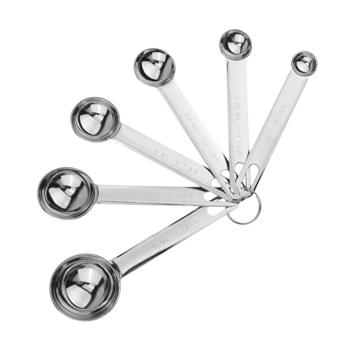 Set di 6 Cucchiai Dosatori in Acciaio Inossidabile, Misurino Grammi, Cucchiaio Dosatore per Cottura al Forno e Cucina (da 1/8 Cucchiaino a 1 Cucchiaio)
