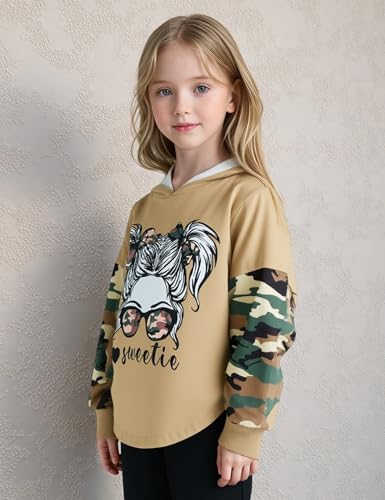 Image of Girls Fall Outfits Sweetie-girl Hoodie and Camo Pants Size 6-16