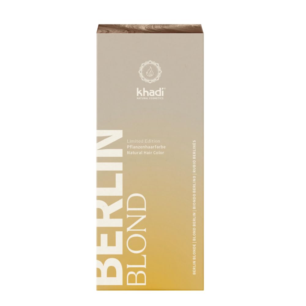 khadi BERLIN BLOND Tinte vegetal para el cabello - tiñe tu cabello de un tono rubio ceniza frío - Tinte natural 100% vegetal, natural y vegano - 100 g