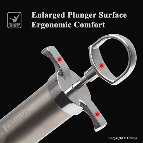 Ofargo 304-Stainless Steel Meat Injector Syringe With 4 Marinade Needles And Travel Case For Bbq Grill Smoker, 2-Oz Large Capacity, Both Paper User Manual And E-Book Recipe #TOP1