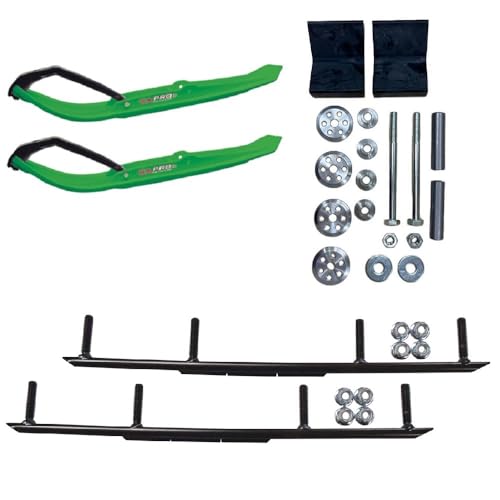 C&A Pro Green MTX Snowmobile Skis w/ 4