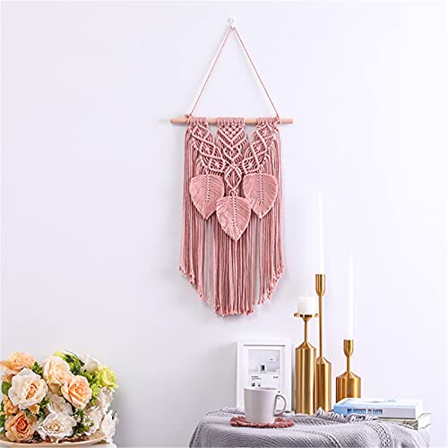 RAILONCH Macramé wandtapijt, bladkwast, wandtapijt, boho, decoratief geweven tapijt, wanddecoratie (grijs) - Afbeelding 6