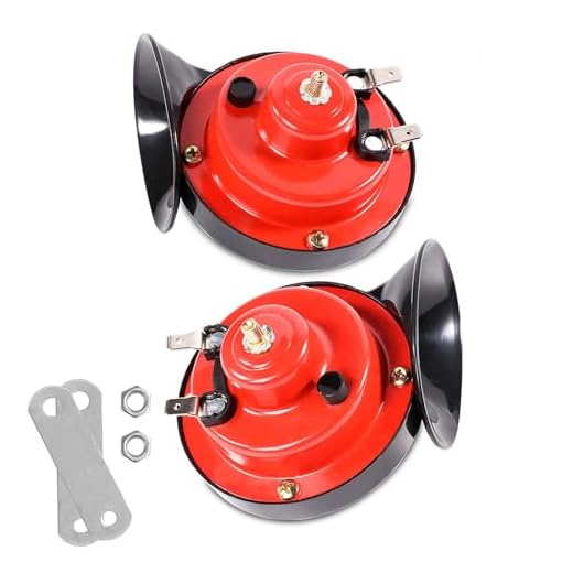 300DB Super Loud Train Horns For Truck, 2pcs 12V Car Horn Kits, Loud Dual-Tone Waterproof Electric Air Horns, Automotive Accessories Universal for Cars Pickup Trucks Motorcycle Bike Boat (Red)