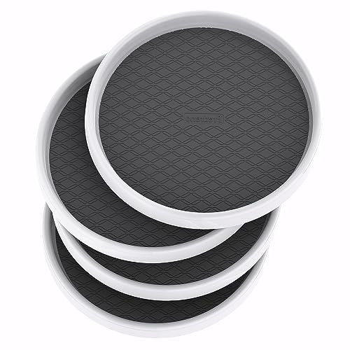 Pretireno Lazy Susan Organizer 4 Pack, Non-Skid Lazy Susan Turntable 10 Inch for Cabinet, Pantry, Kitchen, Countertop, Vanity Display Stand White/Gray