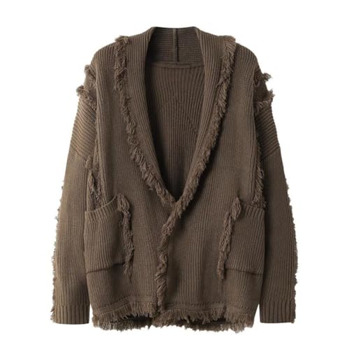 Men and Women Tassel Cardigan Sweater Shawl Collar Oversized Sweater Tops Warm Fashion Streetwear2