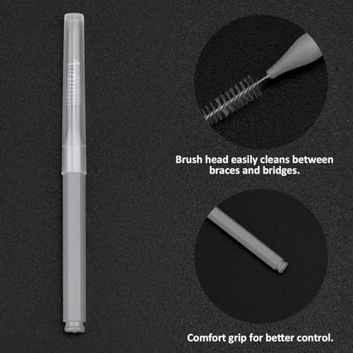 Image of Patelai 100 Pieces Braces Dental Brush for Cleaner Interdental Toothpick Dental Tooth Flossing Head Oral Hygiene Flosser Toothpick Cleaners Tooth Tool(Pink, Grey,Ideal Size)