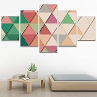 SIGNWIN 5 Panel Canvas Wall Art Modern Art Abstract Contemporary Edgy Mixed Media Multicolor Patterns for Home Decorations Ready to Hang - 60