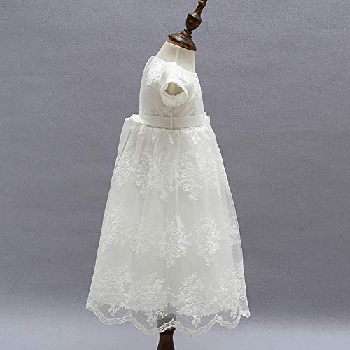 Silver Mermaid Baby Girls Floral Embroidery Baptism Christening Dress Special Occasion Formal Gown Outfit(18M,Ivory White) #TOP2