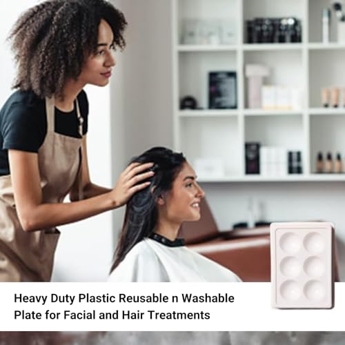 Image of 6 Cup Facial Tray for Facial Mask, Professional Washable Stain Proof Heavy Plastic Plate, Facial Makeup Cosmetic Tool, White (Pack of 1)