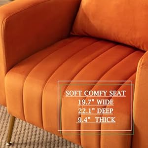 Velvet Accent Armchair for Living Room and Bedroom Comfy Reading Lounge Chair with Modern Wingback and Gold Legs on Side Corner, Orange Velvet Accent Armchair for Living Room and Bedroom Comfy Reading Lounge Chair with Modern Wingback and Gold Legs on Side Corner Orange