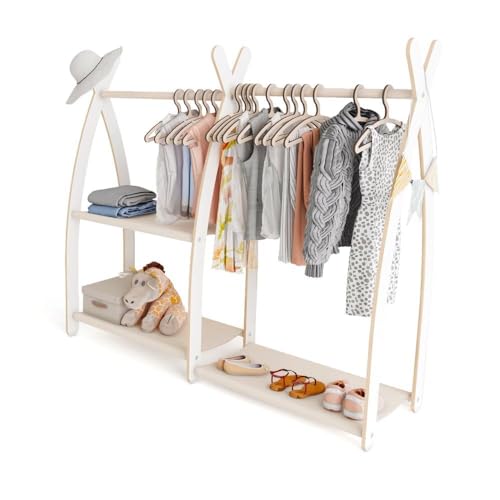 MAMOI® Portant à vêtements pour enfants 95 x 106 x 32 cm / 53 x 95 x 32 cm | Garde-robe enfant | Porte-manteau debout | Rail de vêtements pour enfants |...