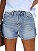 ZOLUCKY Jean Shorts for Women Ripped Denim Shorts Frayed Raw Hem Mid Waisted Shorts for Summer Light Blue M