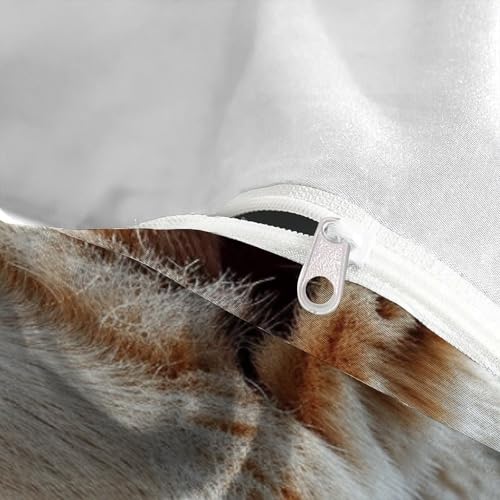 Housse couette lion sans repassage parure lit animaux 220x240 microfibre - 5