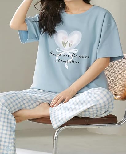 Image of Louis Luxe Womens Korean Night Dress || Full Pyjama Set || Korean Nightsuit || Women Nightwear ||Round Neck Full Sleeve Nightsuit || Loungewear || Everyday Nightdress (ND-09)
