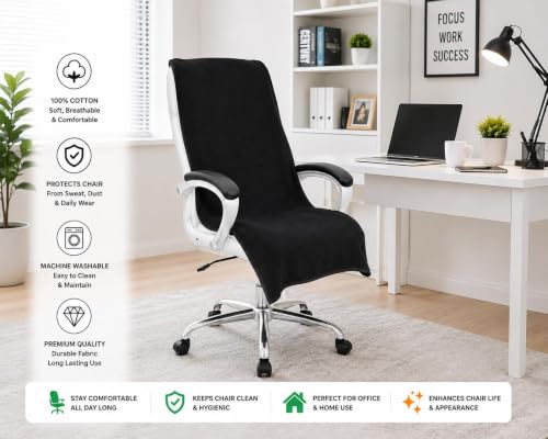 Image of ROMAN HOME Car & Office Chair Towel with 2 Tie Knots| Super Soft 400 GSM (2, Black)