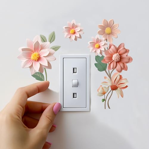 Blume Wandschalter Aufkleber Wandtattoo Blumen Lichtschalter Sticker Wandsticker PVC Floral Lichtschalter Aufkleber Steckdose Wandtatoo Flower Steckdosen Wall Stickers Zimmer Deko Aesthetic
