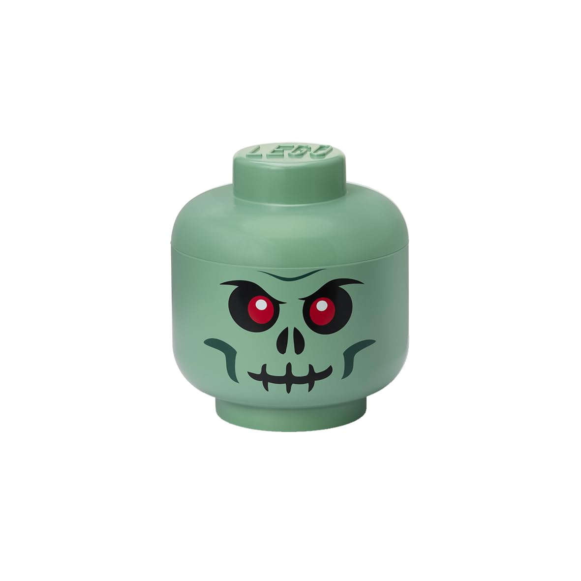Room Copenhagen Storage Head Small - Green Skeleton - Polypropylene LEGO Storage Box with Lid for Kids' Toy Storage Stackable Organizer and Fun Storage Solution