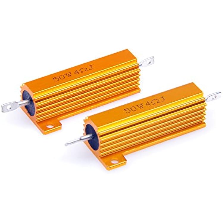 50 Watt 4 Ohm 5% Wirewound Resistor Electronic Aluminium Shell Resistors Gold (Pack of 2)