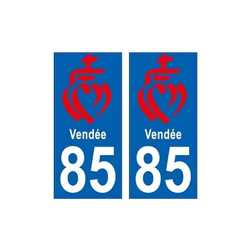 85 Vendée logo 9755 autocollant plaque immatriculation auto sticker - Couleur : droits - Angles : droits