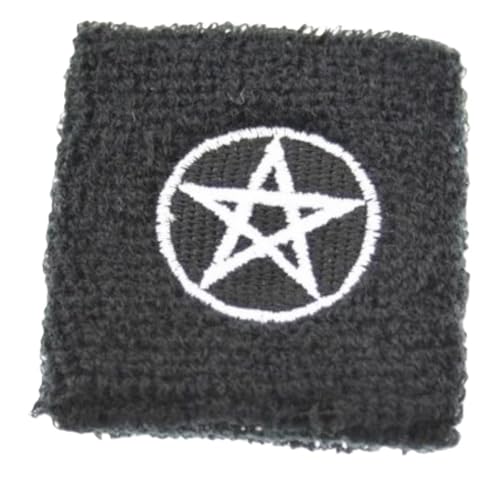 Image of Unisex 2 Pack Pair Black and White Pentagram Wristbands Sweatbands Novelty Sport Fancy Dress