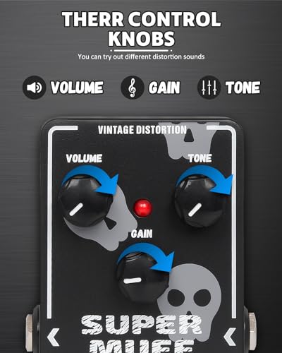 Image of STRICH Distortion Guitar Pedal, Morpher Distortion, Super Muff Analog, Tight, Classic Crunch 80s Metal, True Bypass for Electric Guitar, White and Black